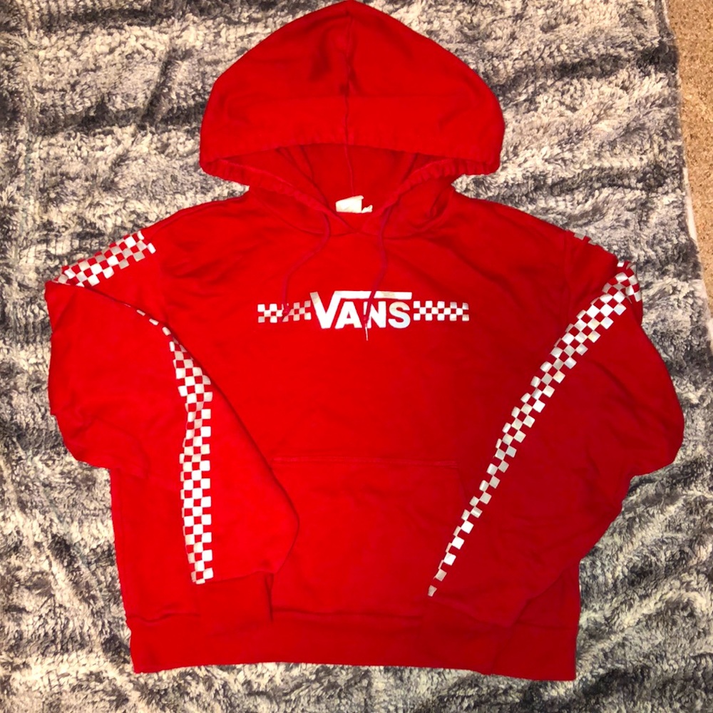 cropped vans hoodie. has some stains on the hood (can probably be washed out).